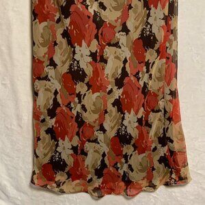 Vintage Cato Women's Floral Print Maxi Skirt Size Medium Fall Autumn Neutral EUC
